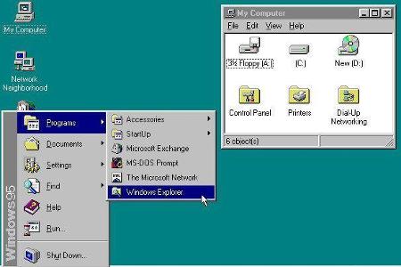 1995: Windows 95Für Endanwender setzte Microsoft weiterhin auf ein DOS-basiertes Betriebssystem und entwickelte Windows 3.1 ...